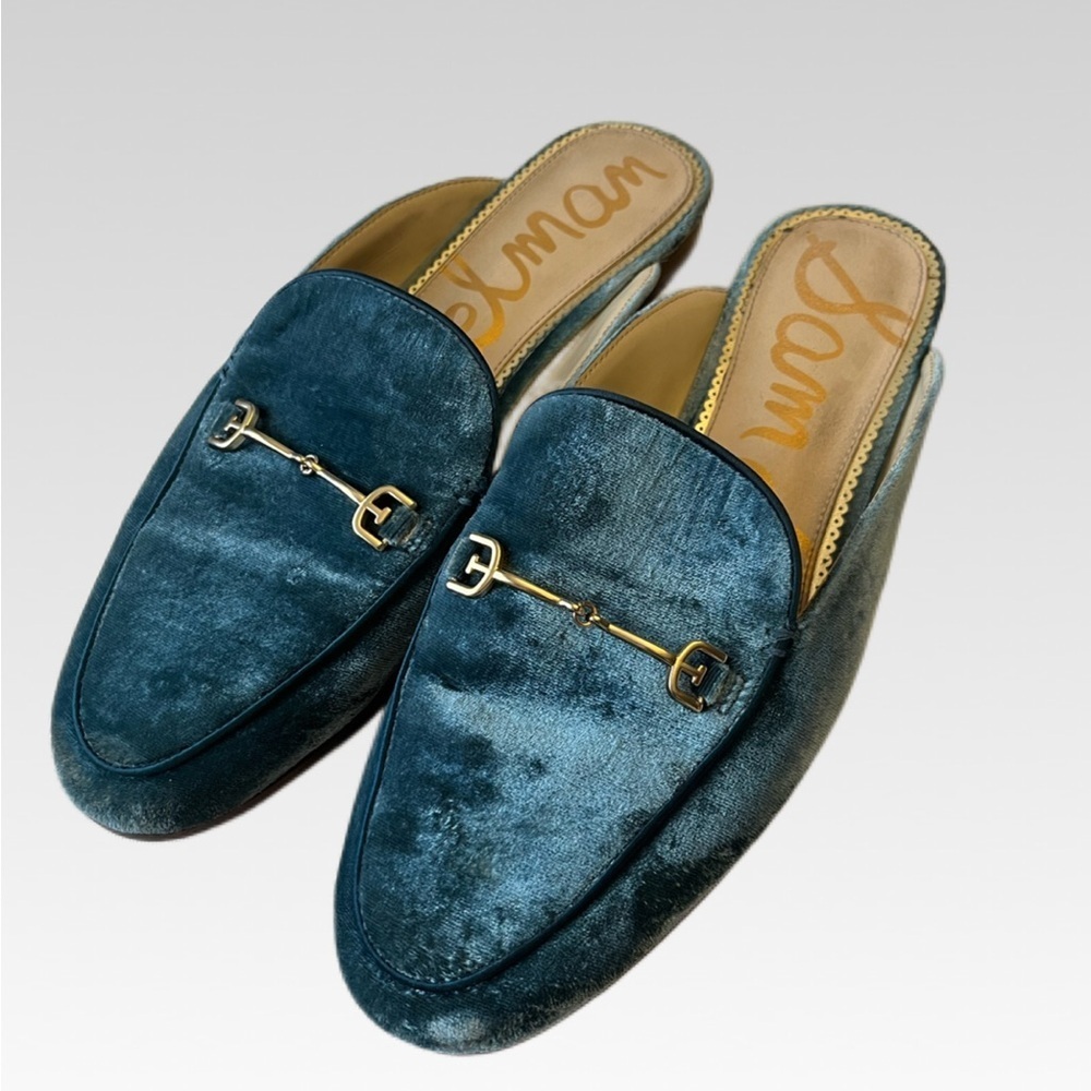Sam Edelman women’s Blue Velvet Mules size 9W